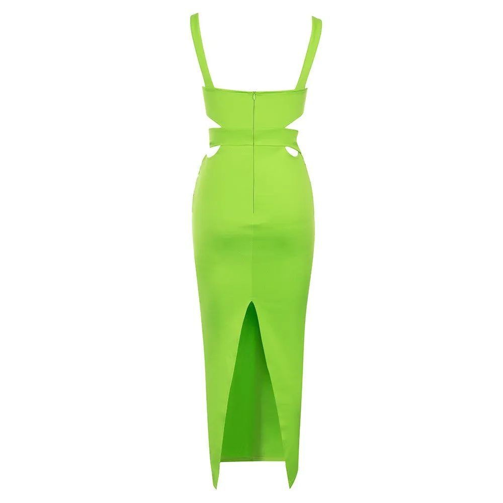 Pre Order:  Green Hollow Out Bandage Dress