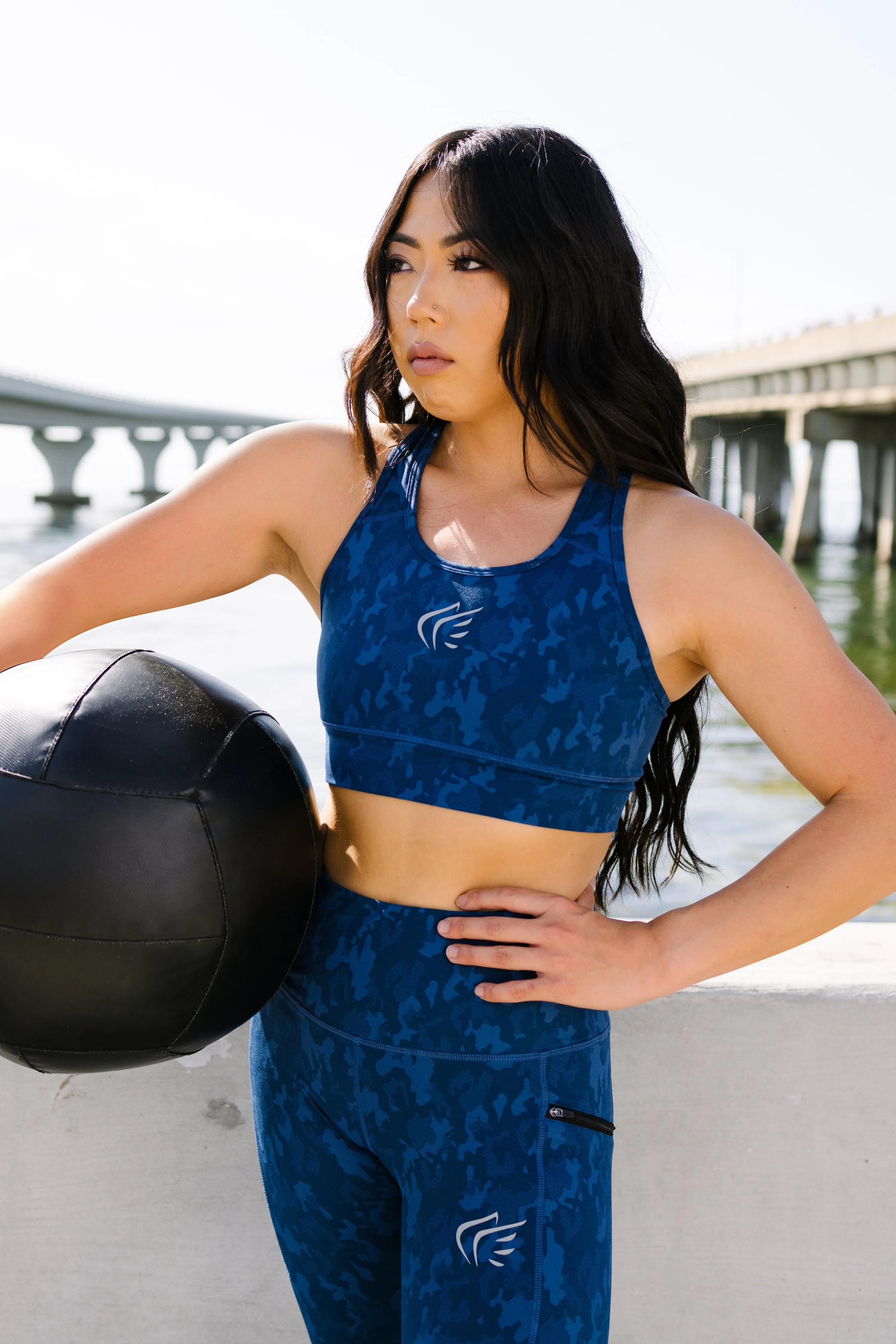 "Be Strong" Camo Sports Bra