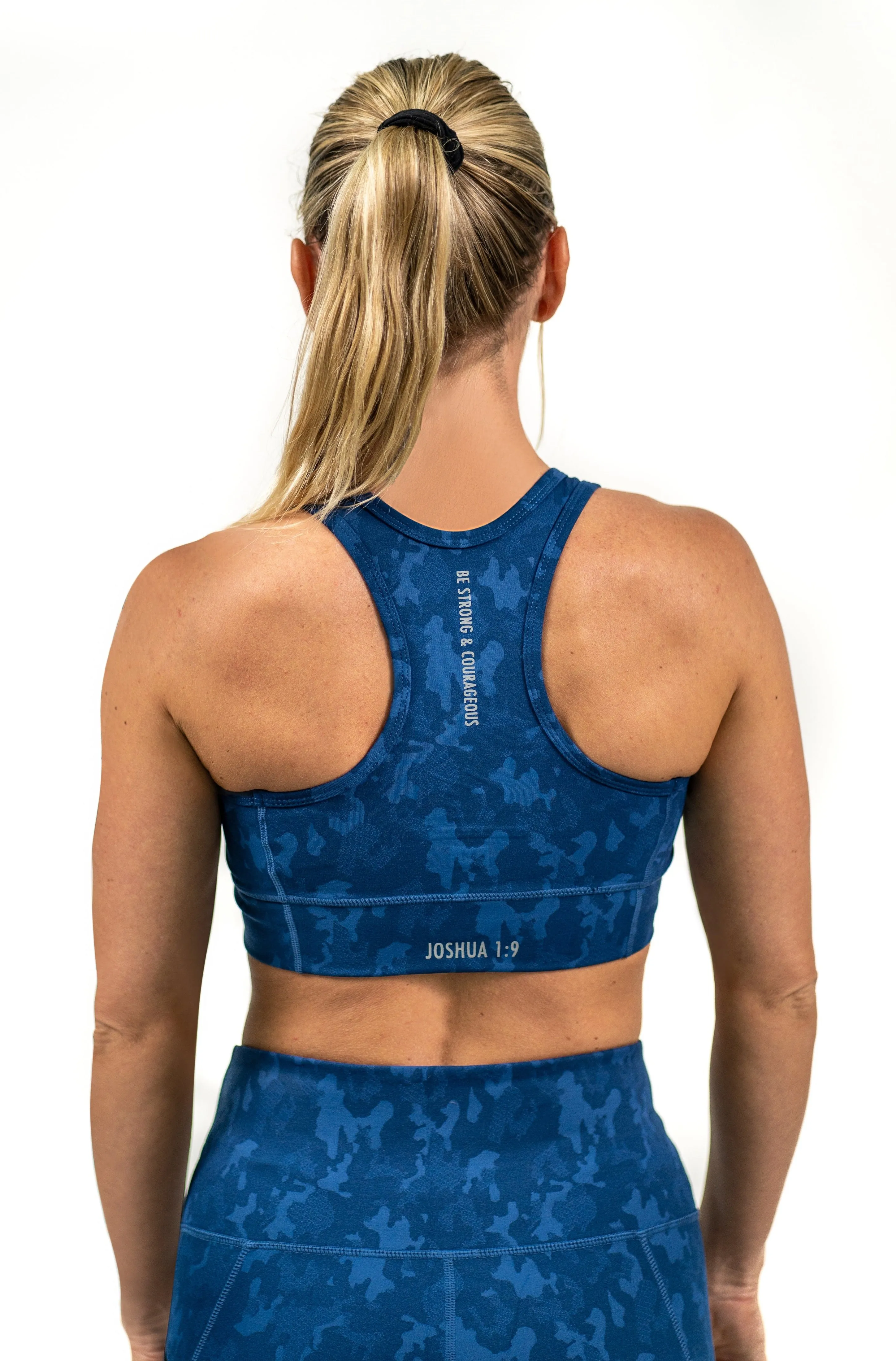 "Be Strong" Camo Sports Bra