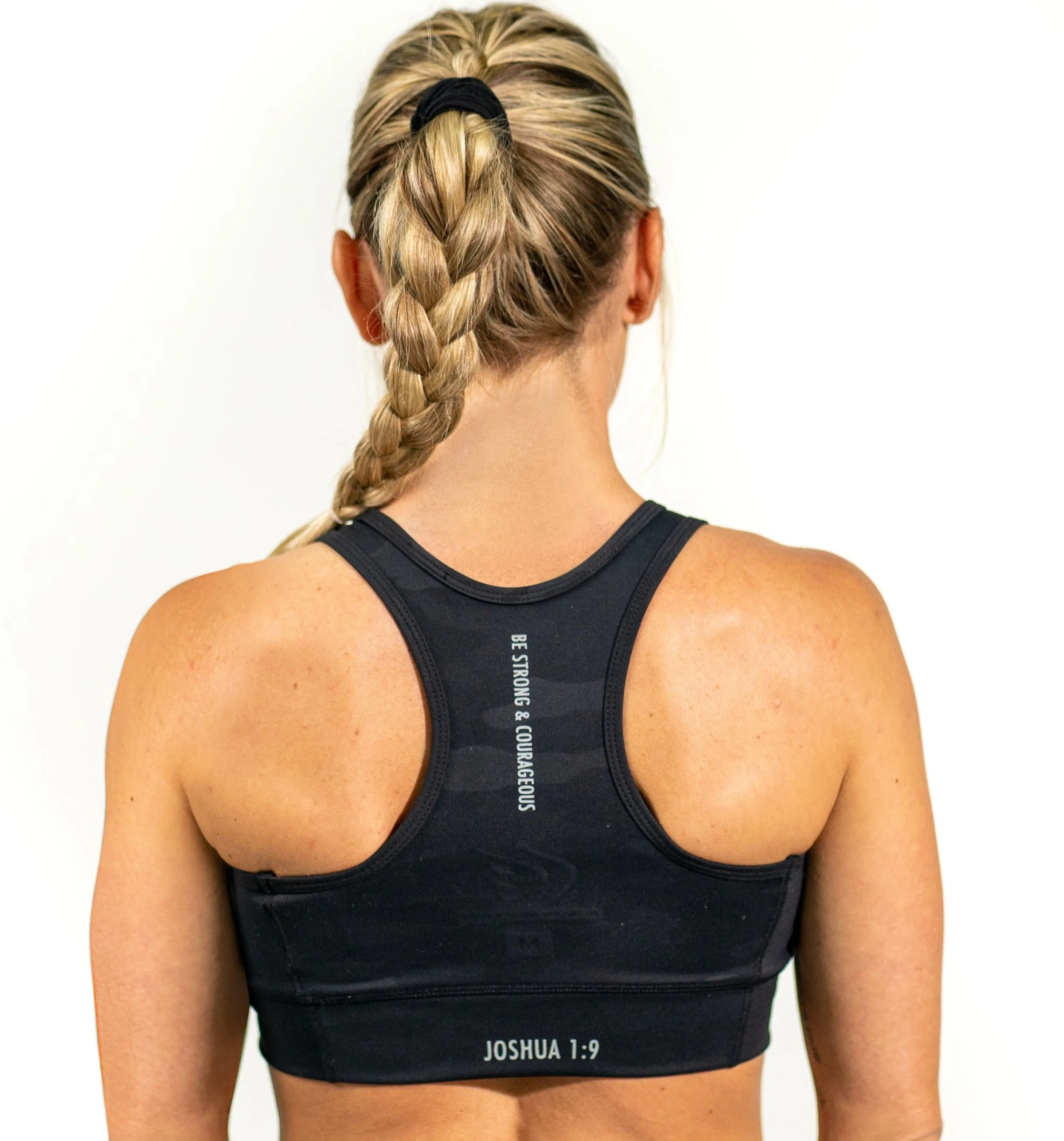 "Be Strong" Camo Sports Bra