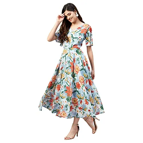 RARE Women Casual Multi Colour Maxi Floral Dress