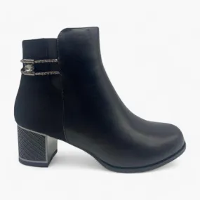 Redz F3925 Block Heeled Ankle Boots in Black – Glamorous Women's Boots