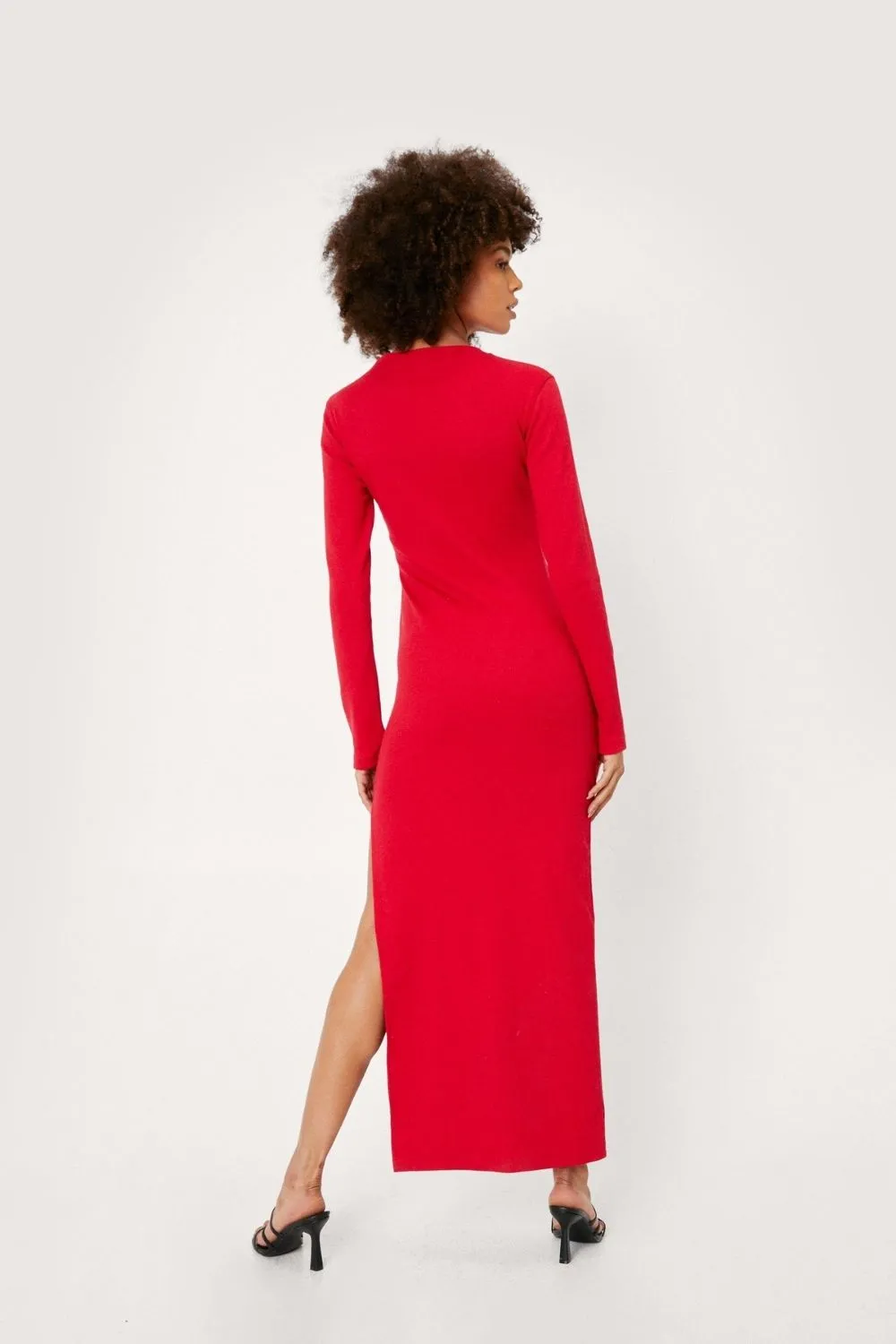 Ribbed Long Sleeved Bodycon Maxi Dress
