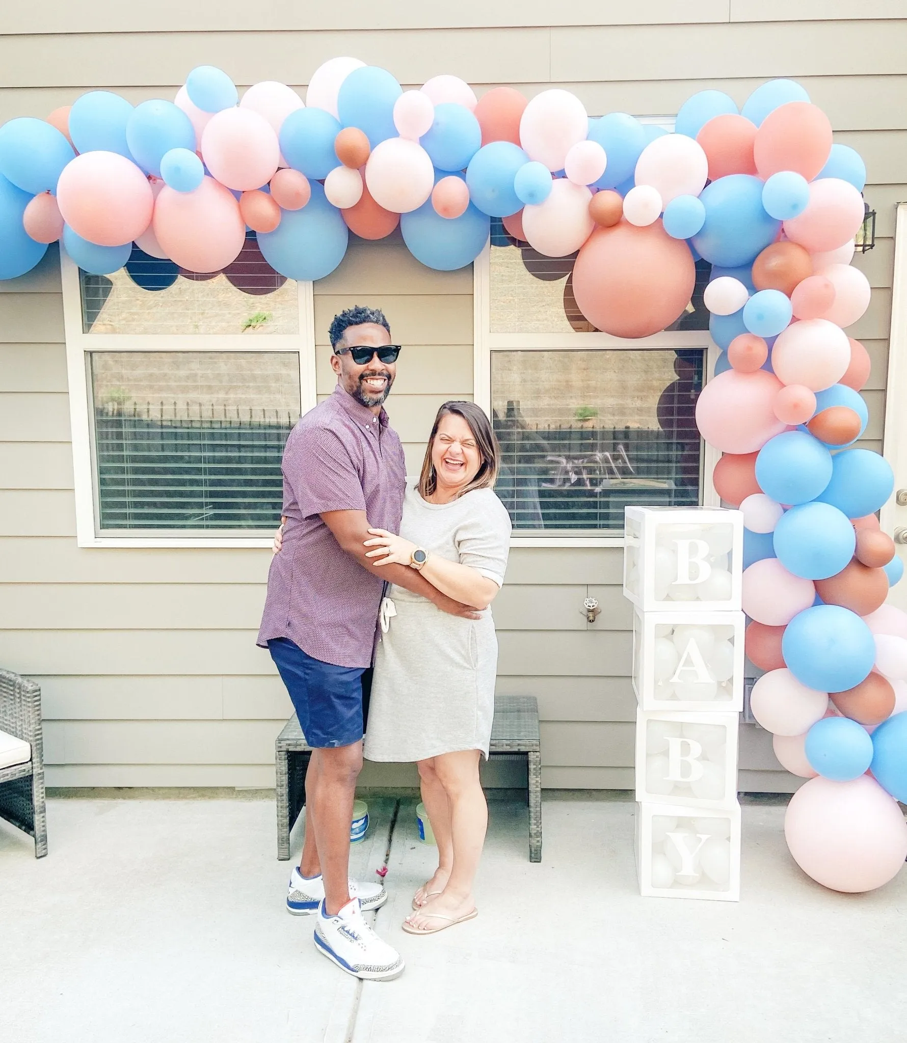 Rose Gold Gender Reveal Balloon Arch - Balloon Garland Kit