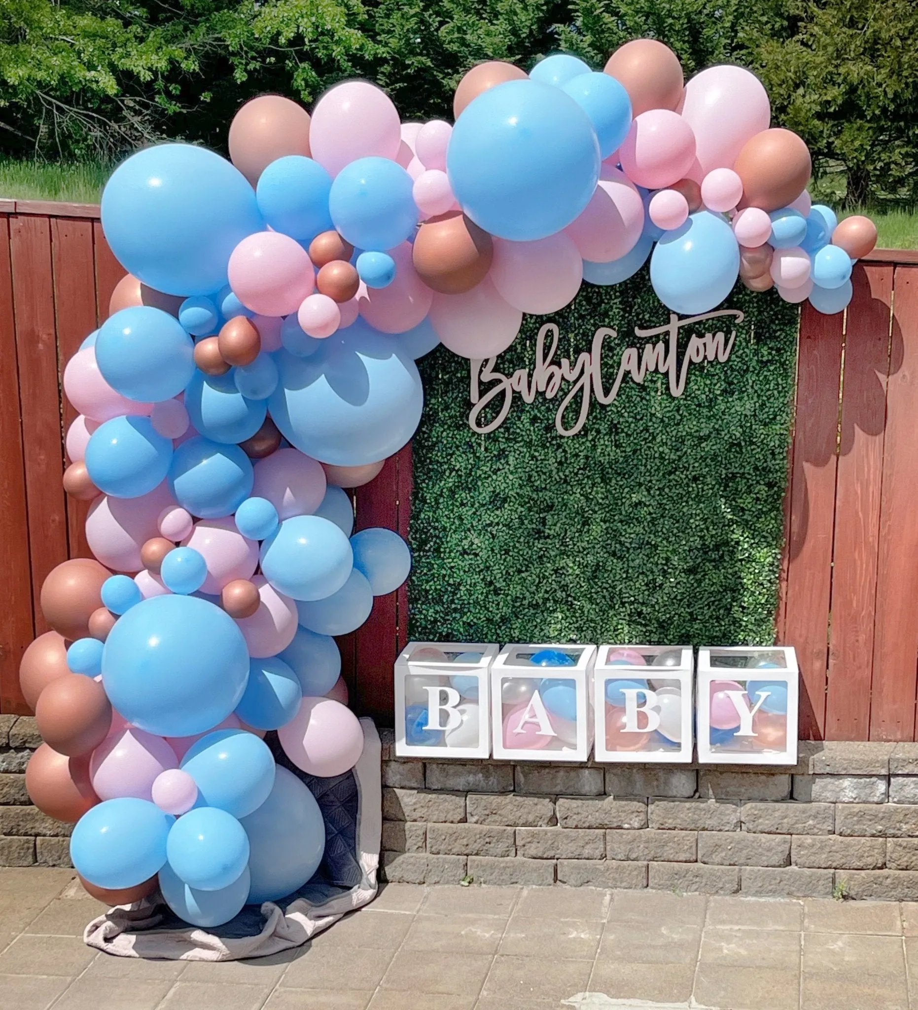 Rose Gold Gender Reveal Balloon Arch - Balloon Garland Kit