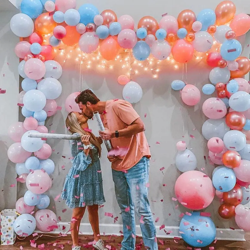 Rose Gold Gender Reveal Balloon Arch - Balloon Garland Kit
