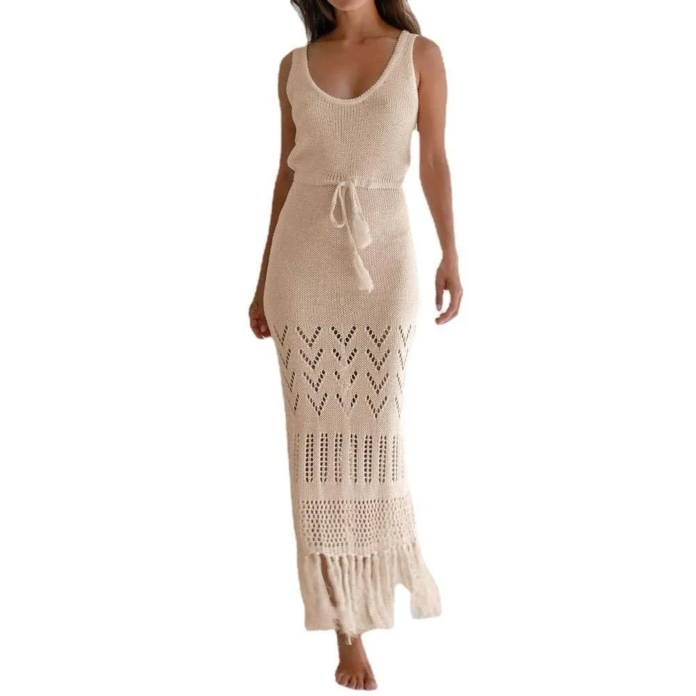 Solid Color Bikini Swimwear Cover Up Dress HL7377