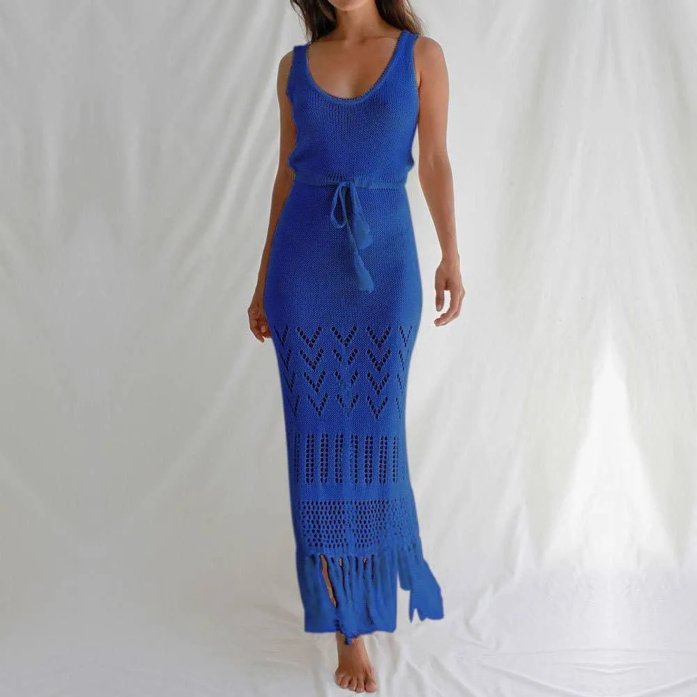 Solid Color Bikini Swimwear Cover Up Dress HL7377