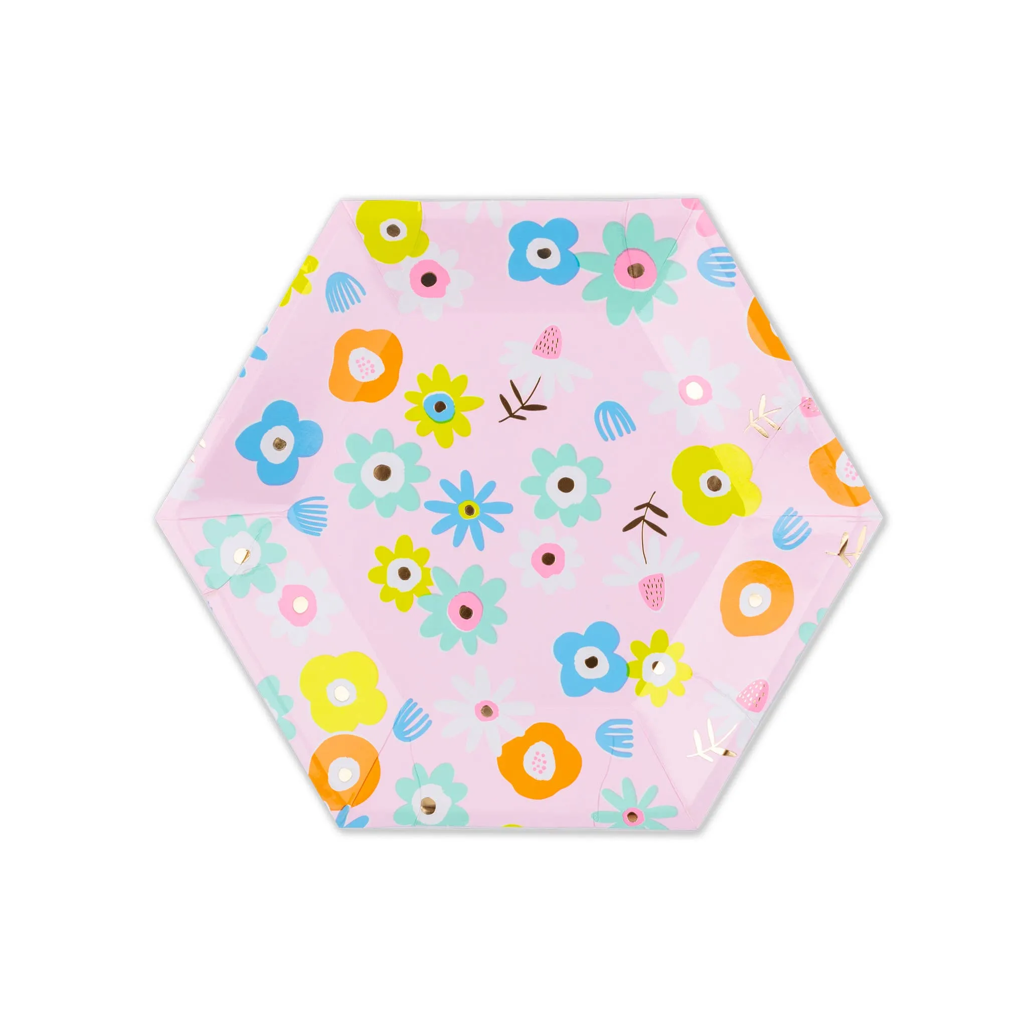 Spring Flower Pastel Pink Paper Plates (Set of 8)