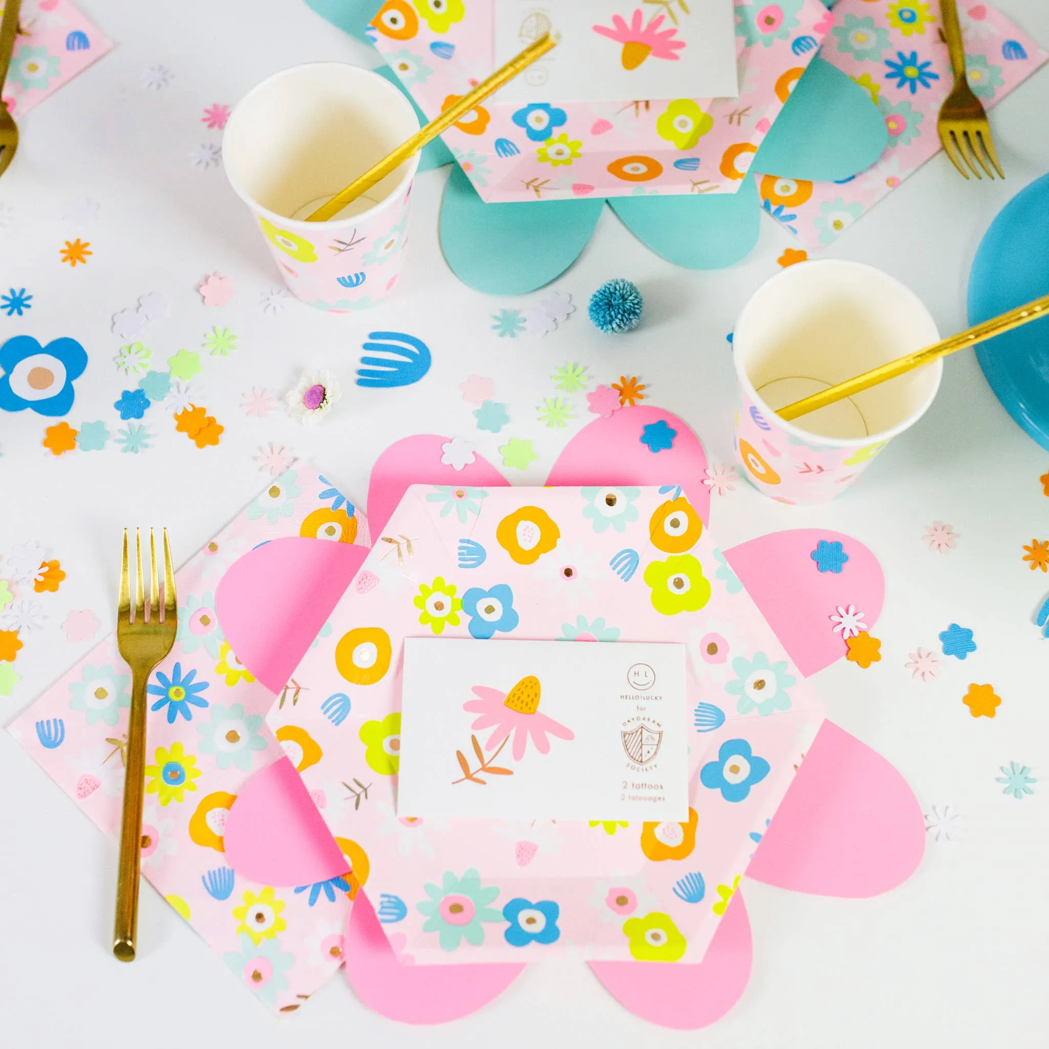Spring Flower Pastel Pink Paper Plates (Set of 8)