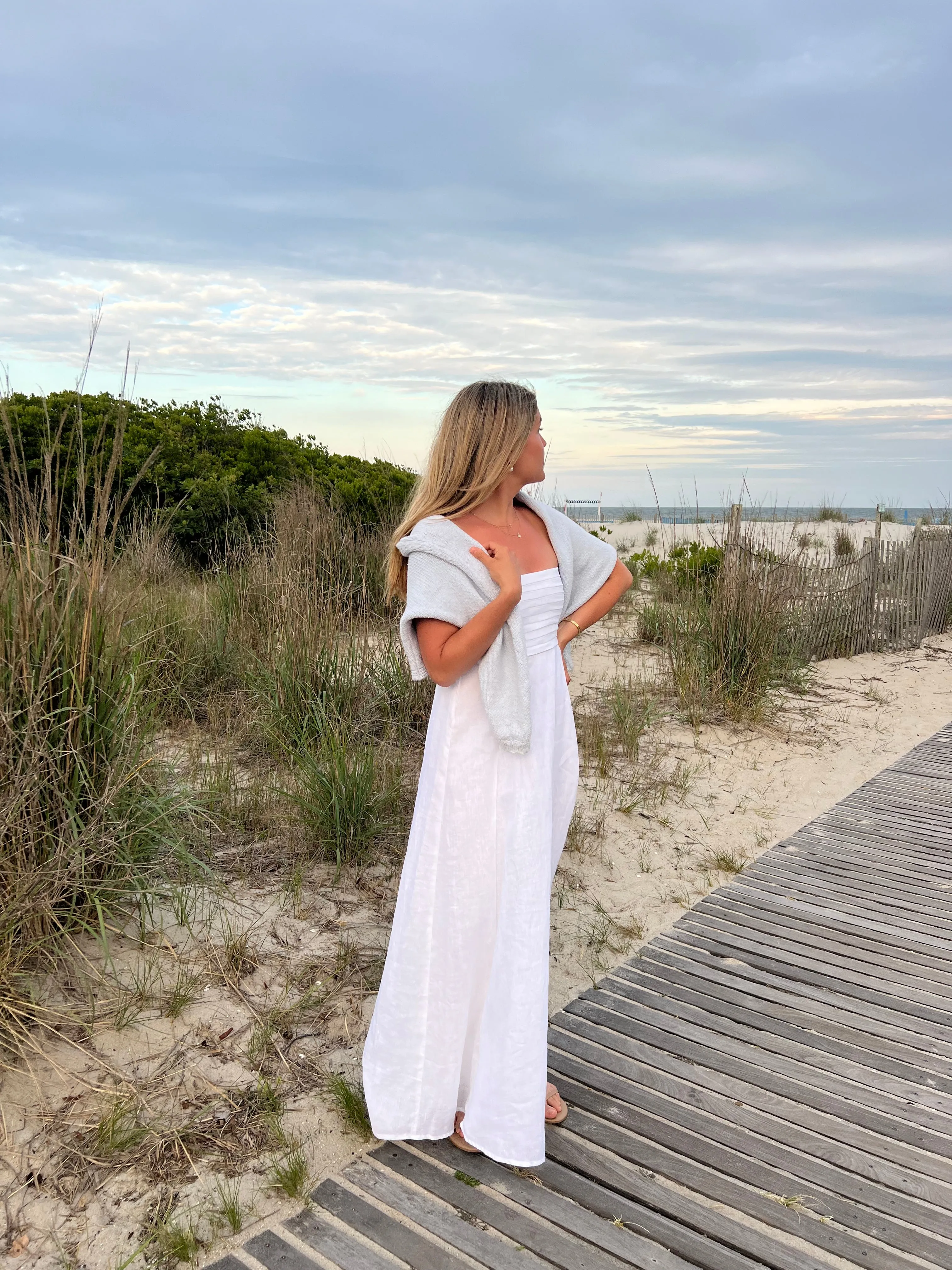 talia linen pintuck maxi dress