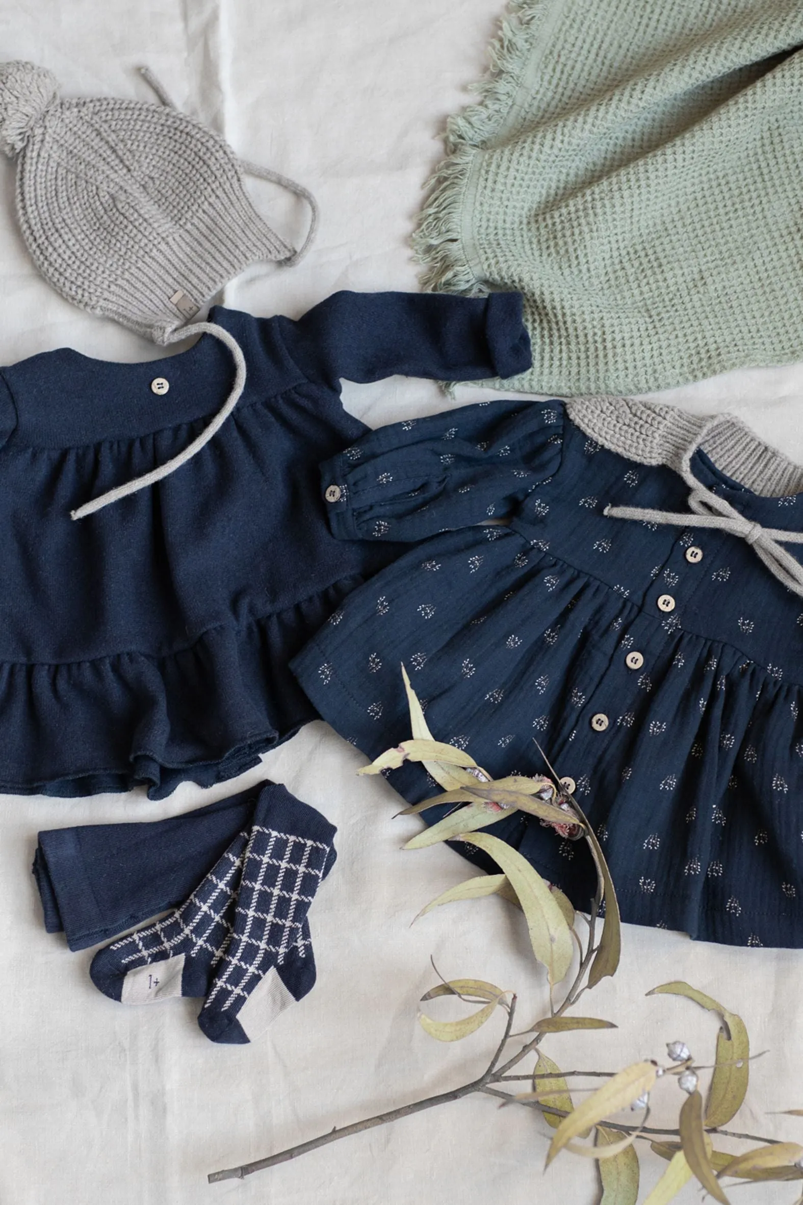 TETE check tights - navy
