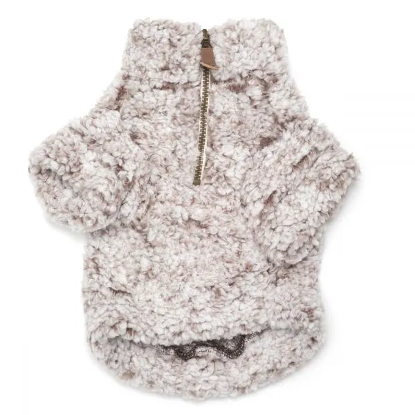 The Worthy Dog Quarter Zip Pullover Wubby Fleece Dog Jacket Ivory