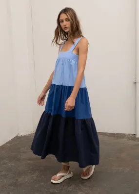 Tri-Color Tiered Maxi Dress
