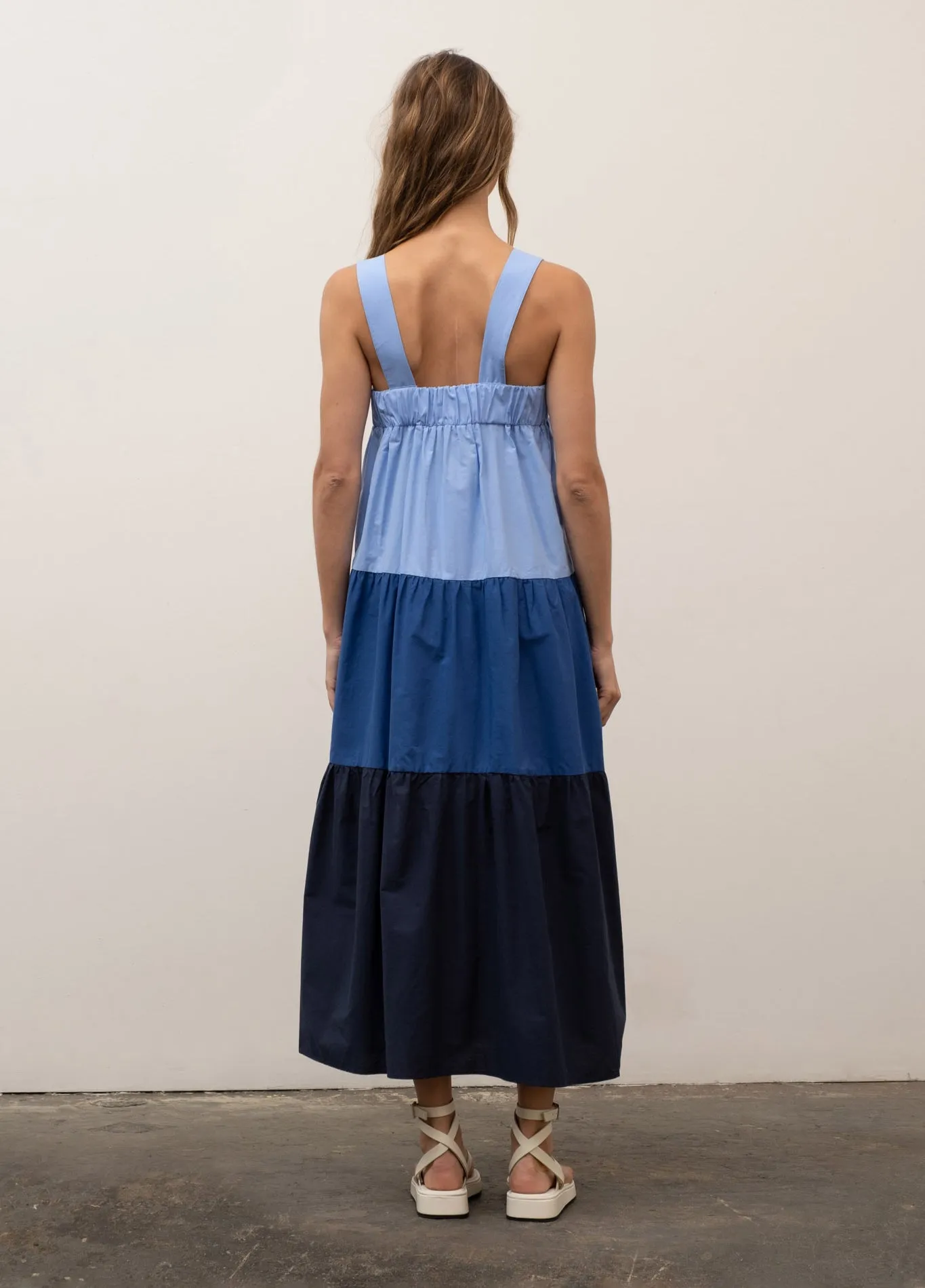 Tri-Color Tiered Maxi Dress