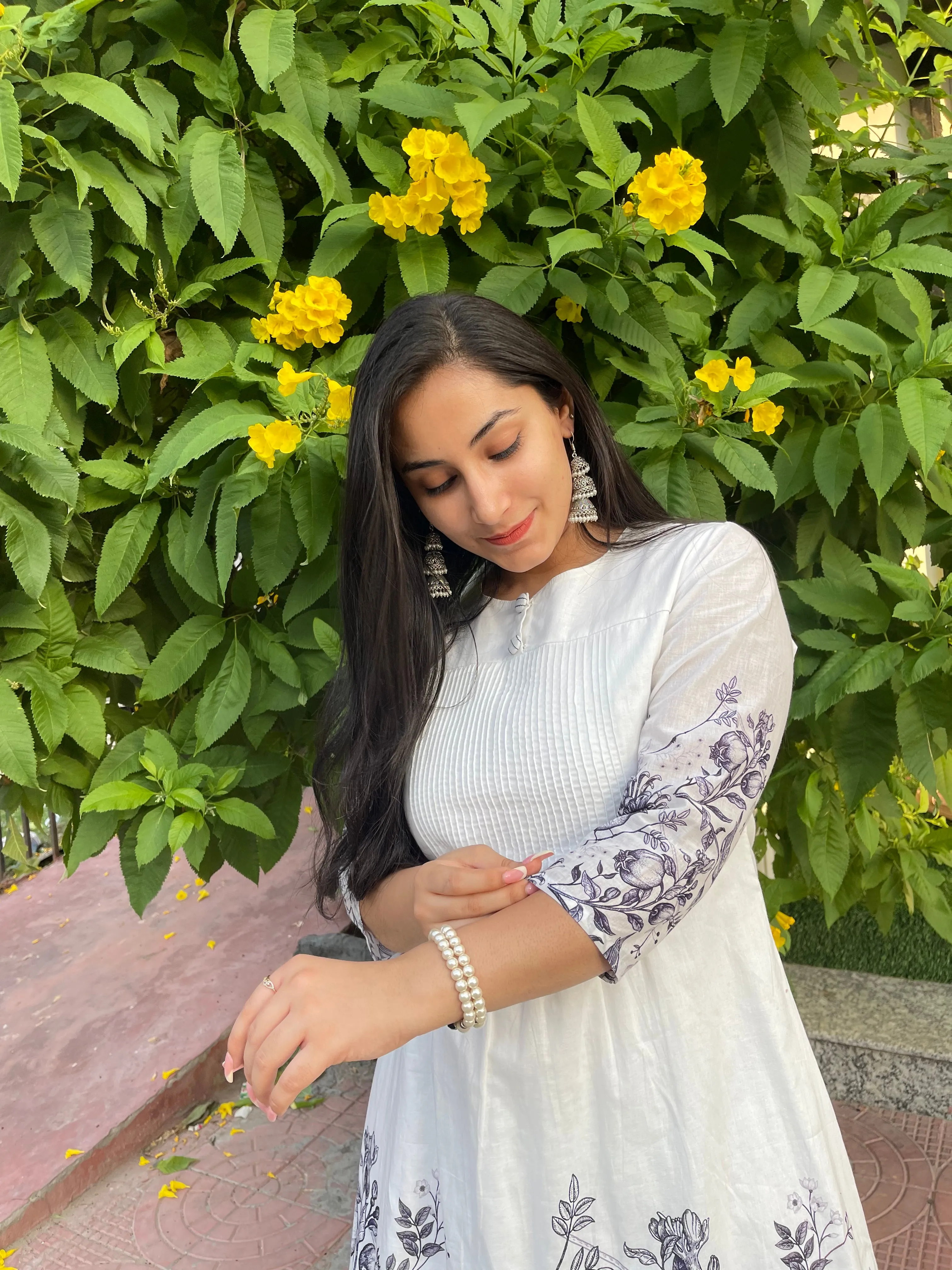 Tulips On Off White Maxi Dress