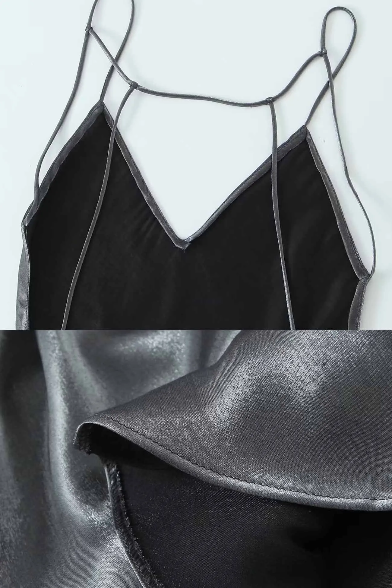 V Neck Backless Zipper Cami Dress