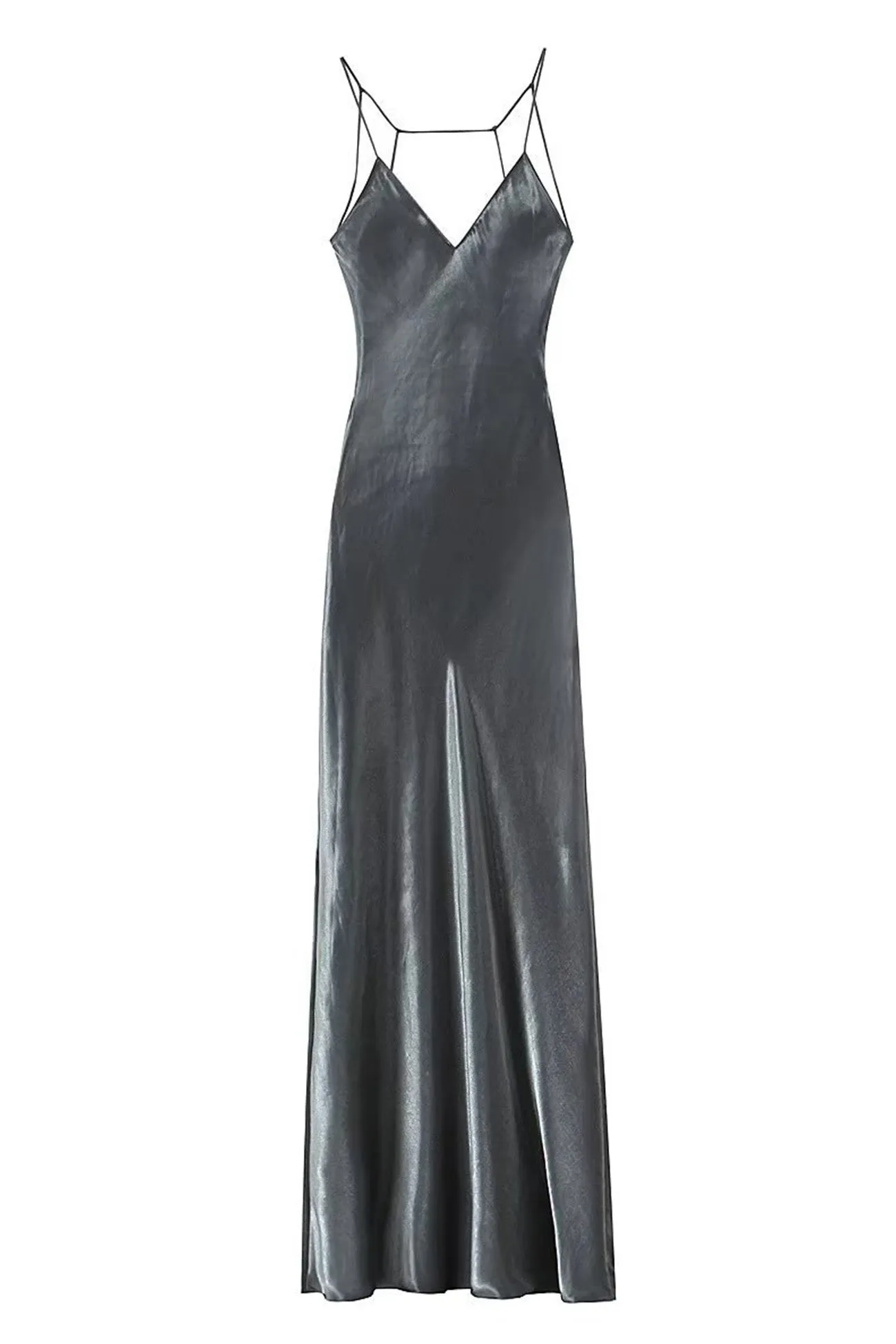 V Neck Backless Zipper Cami Dress