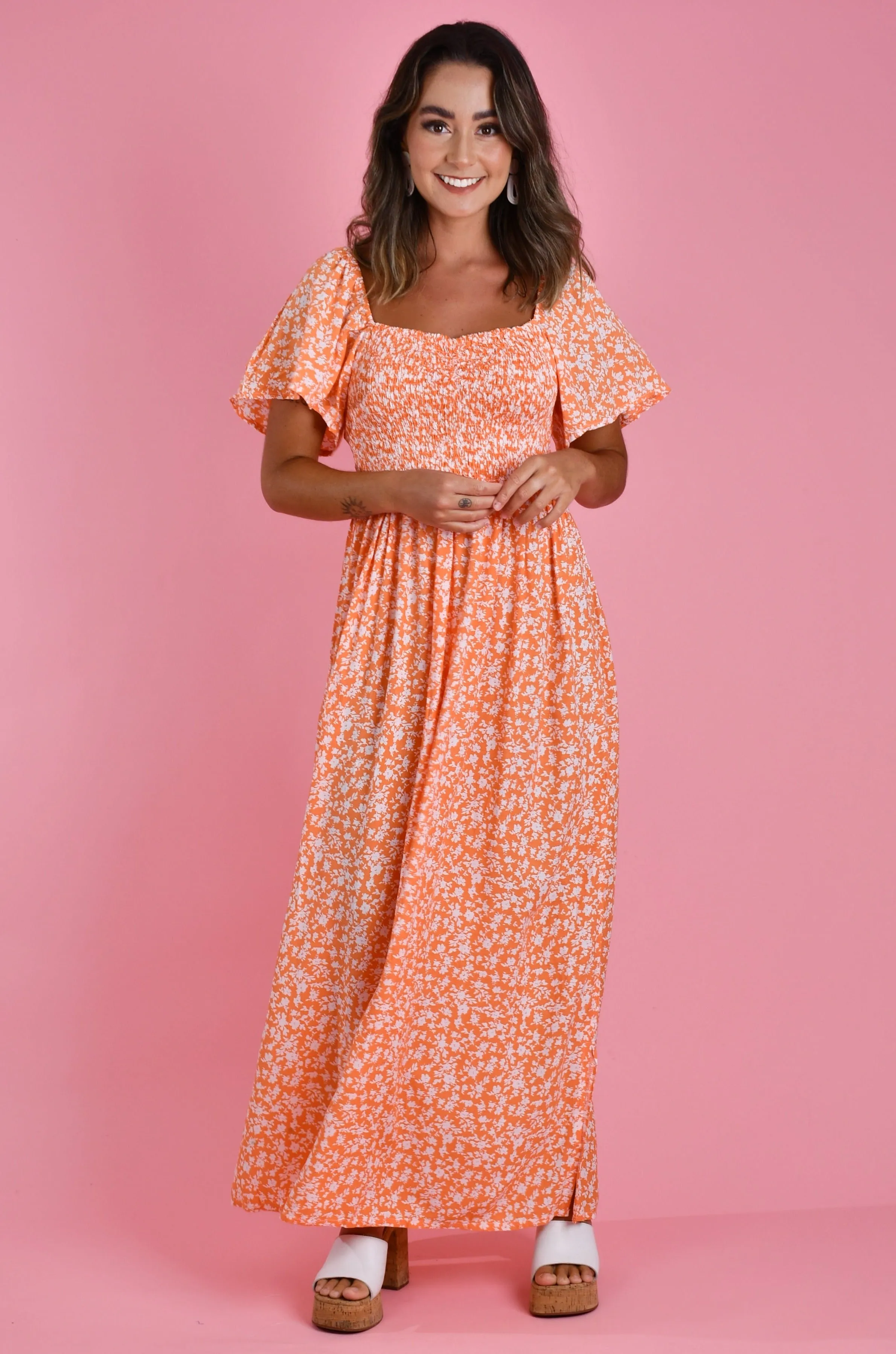 VGLD232 - ISABELLE MAXI DRESS - PRIMROSE TANGERINE