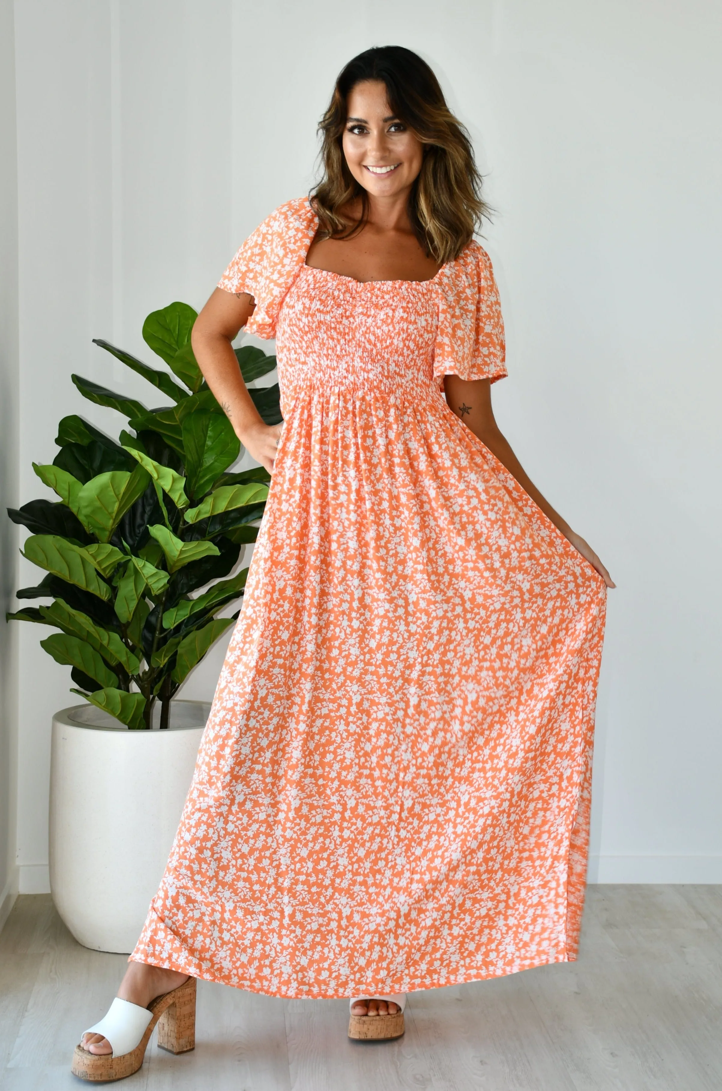 VGLD232 - ISABELLE MAXI DRESS - PRIMROSE TANGERINE