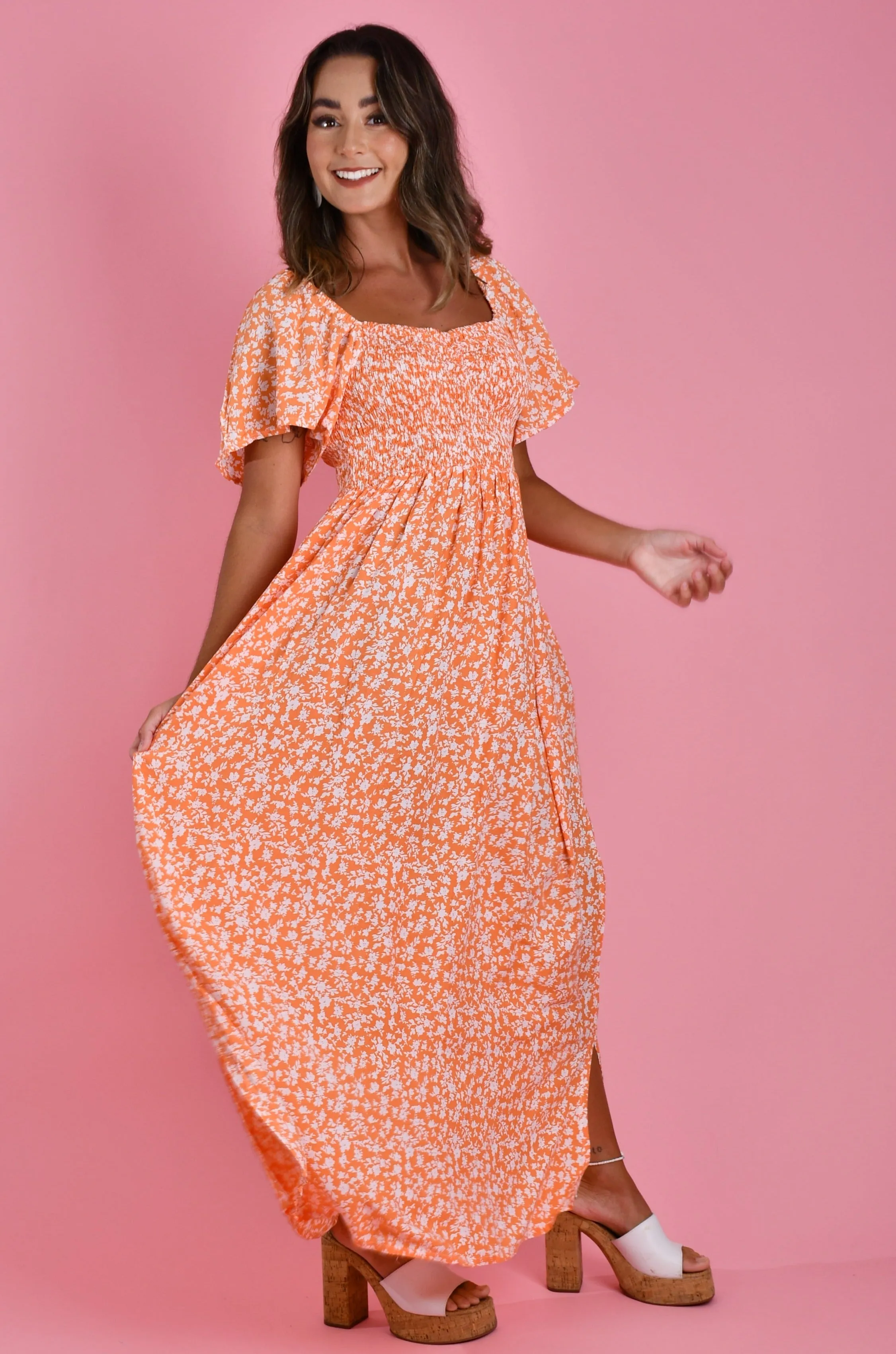 VGLD232 - ISABELLE MAXI DRESS - PRIMROSE TANGERINE
