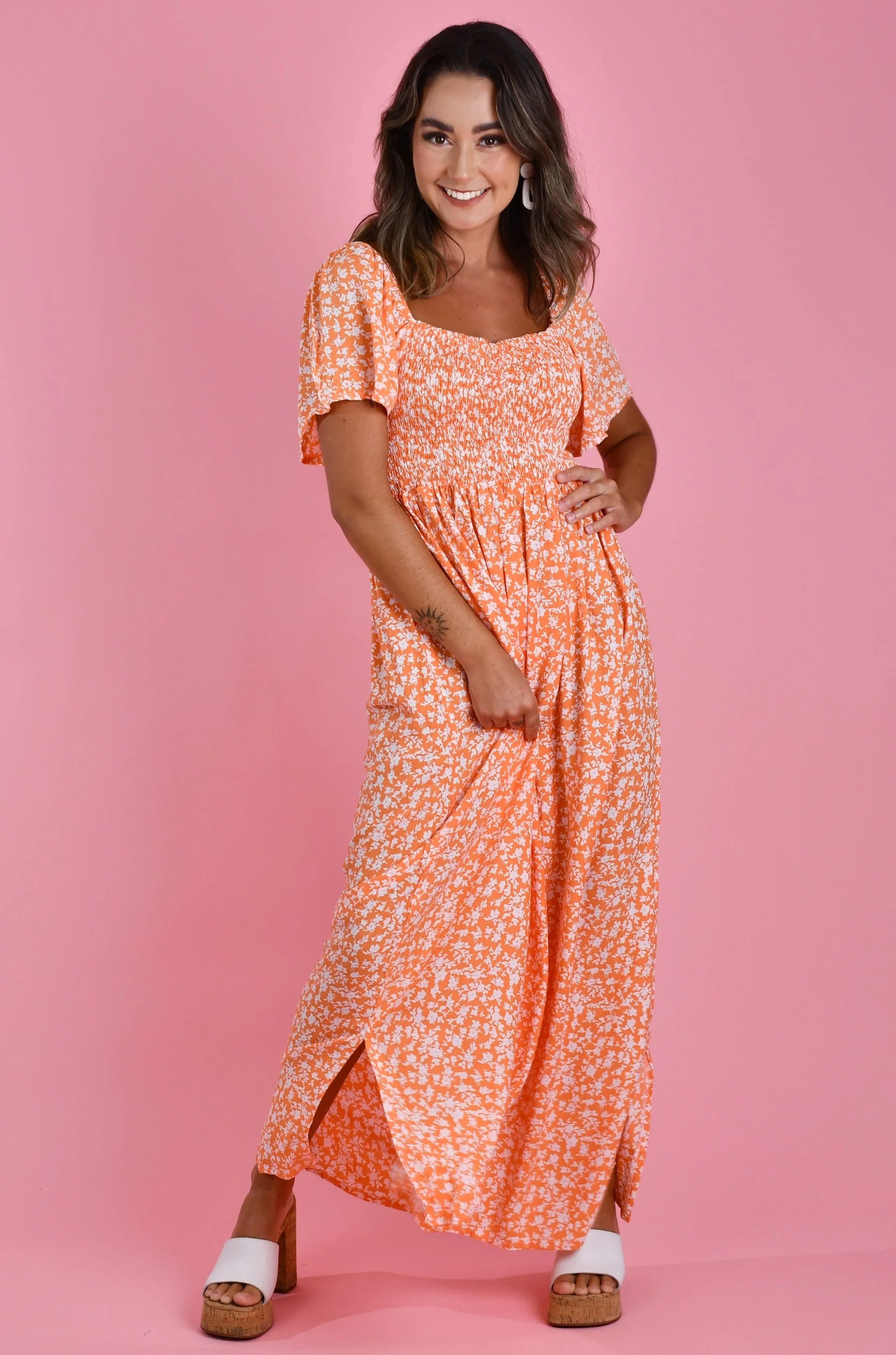 VGLD232 - ISABELLE MAXI DRESS - PRIMROSE TANGERINE