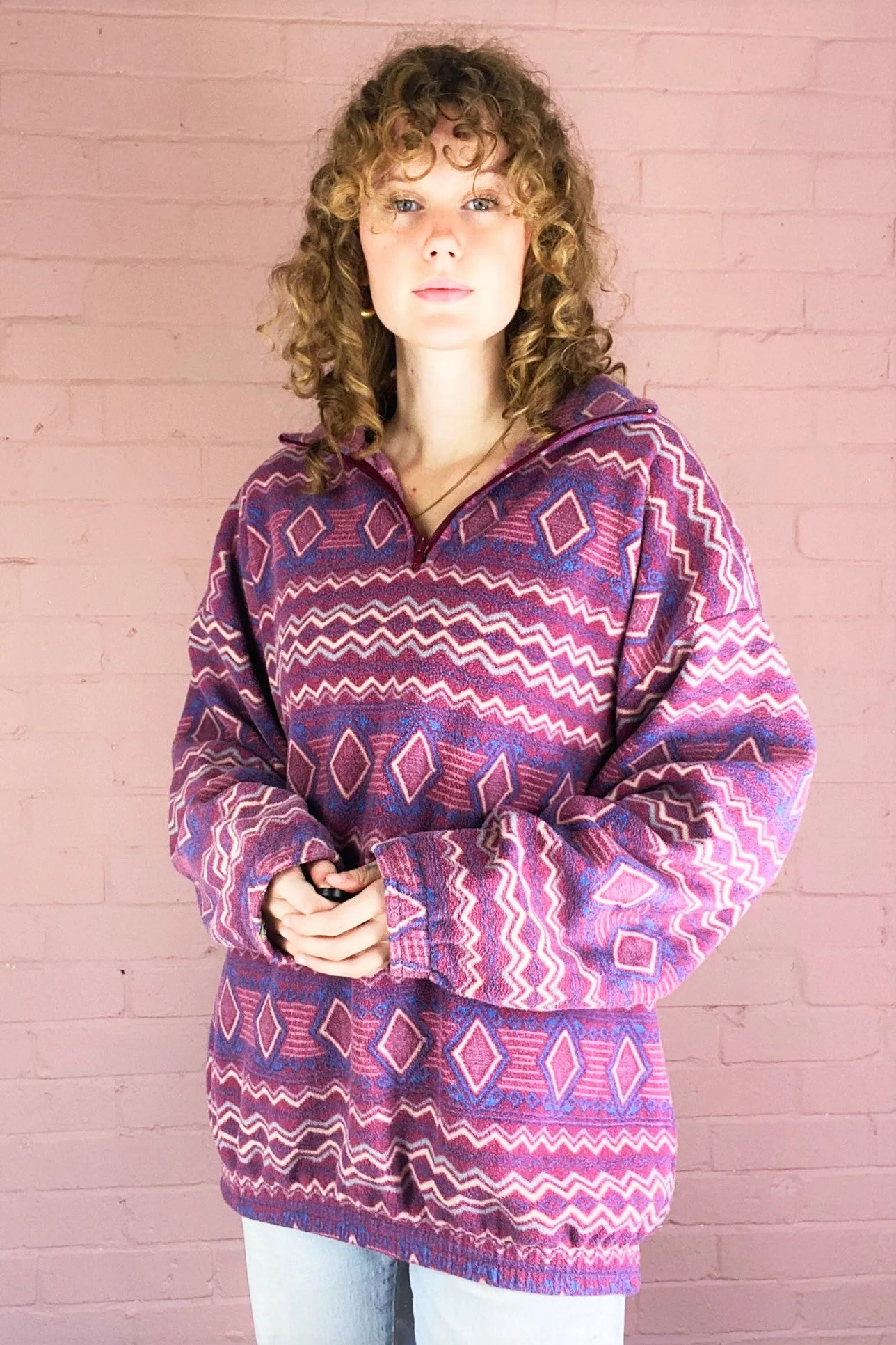 Vintage Fleece - Plum Jam & Lapis Diamonds - Free Size