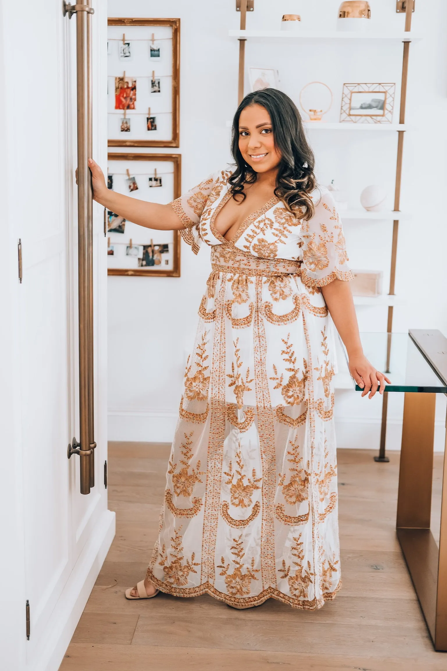 White and Rainbow Lace Maxi Dress