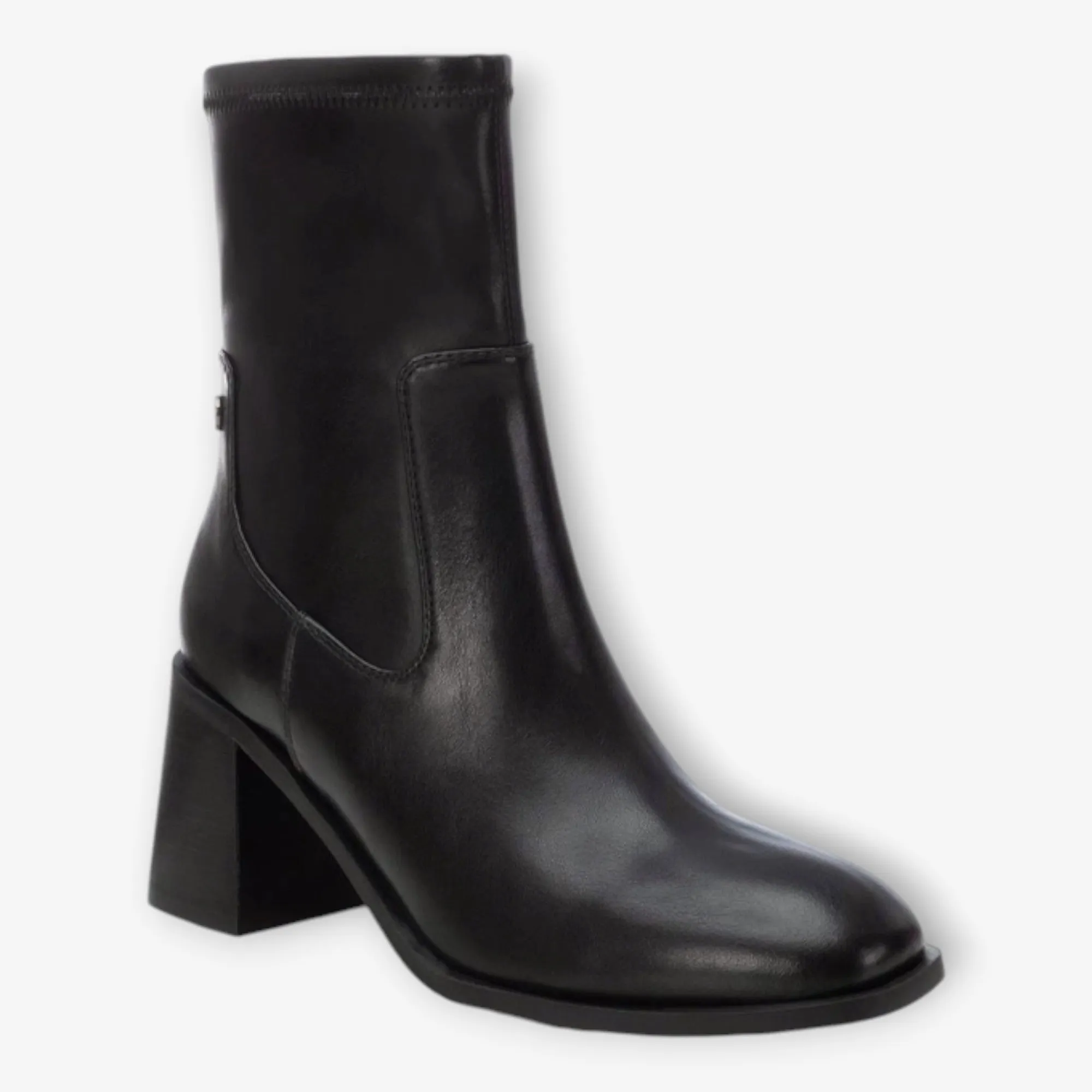 XTI Black Ankle Boots with Block Heel and Square Toe