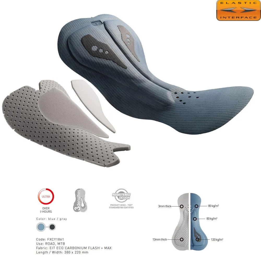 YKYW Men’s Cycling Bib Shorts Elastic Interface Paris 7H 3D Coolmax Padded Gray