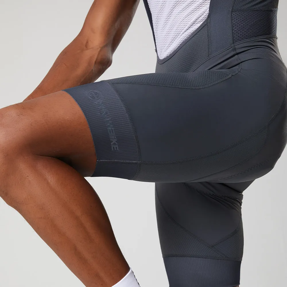 YKYW Men’s Cycling Bib Shorts Elastic Interface Paris 7H 3D Coolmax Padded Gray